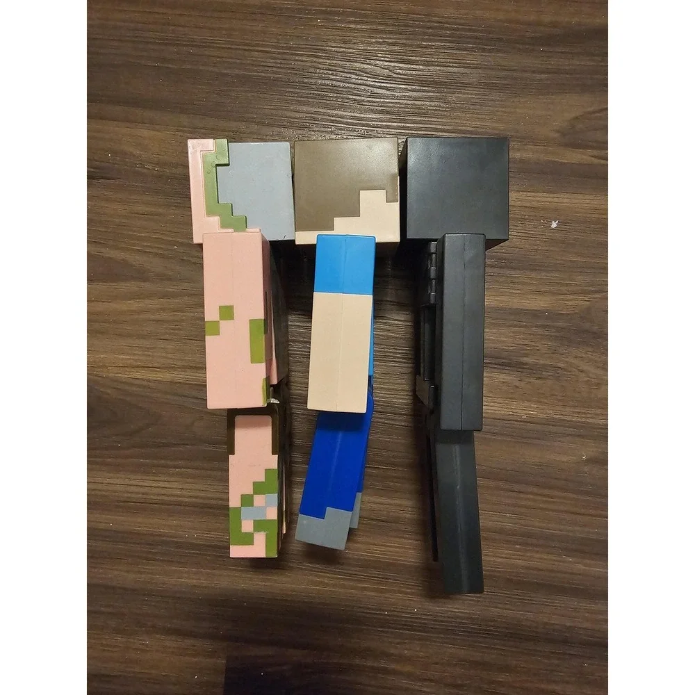 Minecraft Steve Zombie Pigman Wither Skeleton 9in Action Figure Lot 3pc